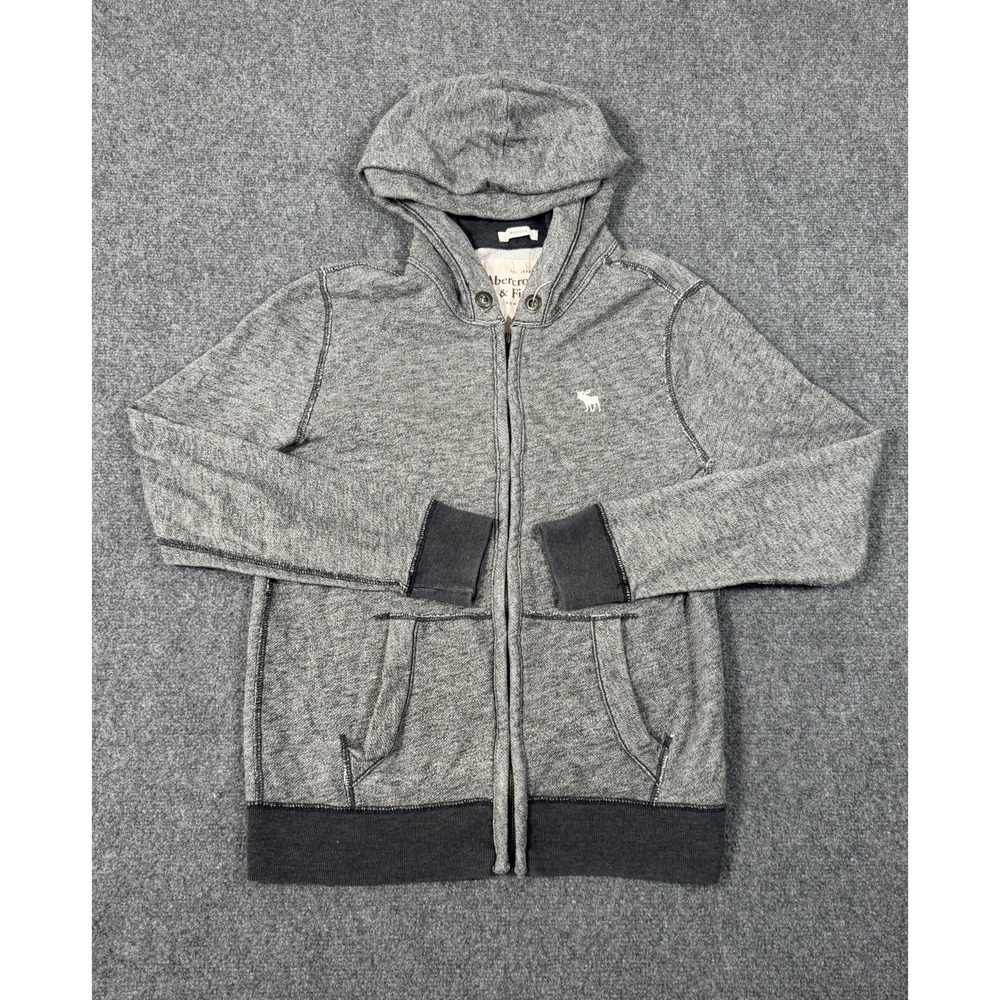 Vintage Y2K Abercrombie & Fitch Muscle Fit Hoodie Men's XS Gray Full Zip Moose